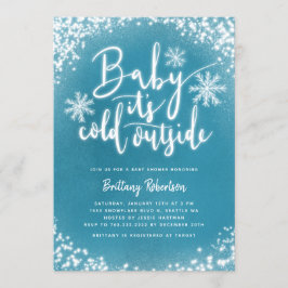 Baby Kallet utanför Blue Winter Baby Shower Inbjudningar