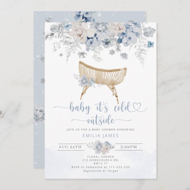 Baby kallet utanför daghemskduschen för spädbarn inbjudningar (Fram/baksida)