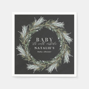 Baby kallet utanför den svarta vinterbabyduschen pappersservett