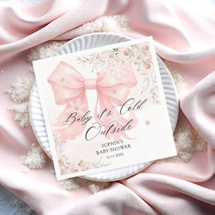 Baby Kallet utanför Elegantens Rosa Bow Baby Showe Pappersservett