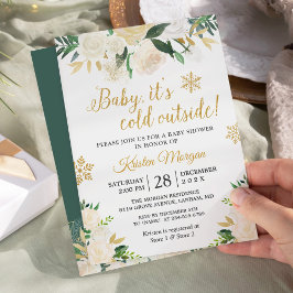 Baby Kallet utanför Guld Blommigt Baby Shower Inbjudningar