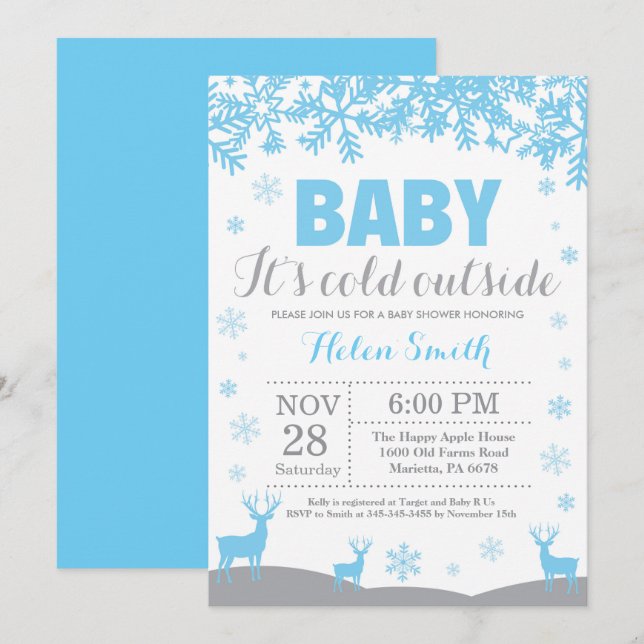 Baby Kallet utanför Hjort Boy Baby Shower Inbjudningar (Fram/baksida)