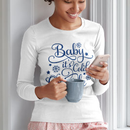 Baby Kallet utanför marint blått skript Kvinnor T Shirt