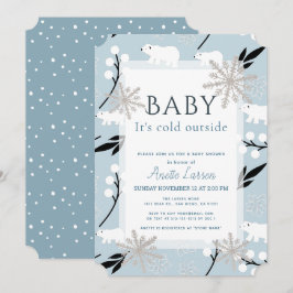 Baby Kallet utanför Polarna Bear Blue Baby Shower Inbjudningar