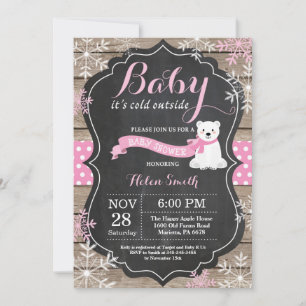 Baby Kallet utanför Polarna Bear Girl Baby Shower Inbjudningar
