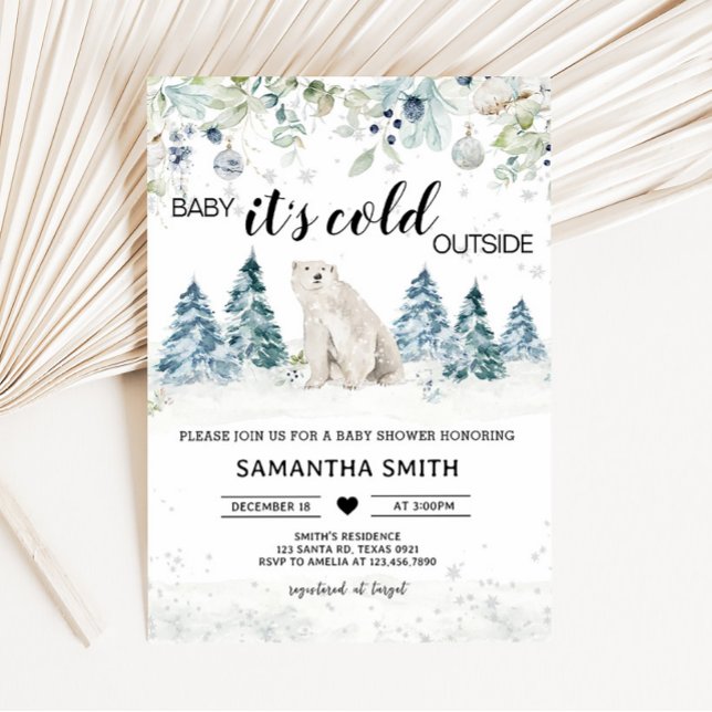 Baby Kallet utanför Polarnas babyskor Inbjudningar (Polar Bear Baby Shower Invitation)