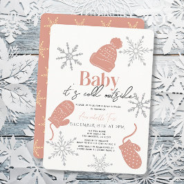 Baby Kallet utanför Rosa Beanie Girl Baby Shower Inbjudningar