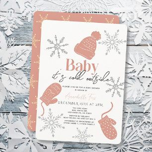 Baby Kallet utanför Rosa Beanie Girl Baby Shower Inbjudningar