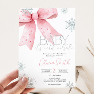 Baby Kallet utanför Rosa Bow Baby Shower Inbjudningar