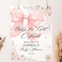 Baby Kallet utanför Rosa Bow Baby Shower Välkommen Poster