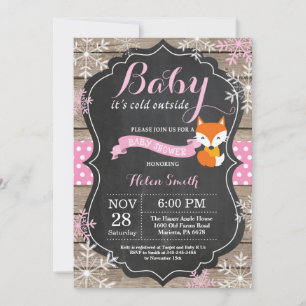 Baby Kallet utanför Rosa Fox Girl Baby Shower Inbjudningar