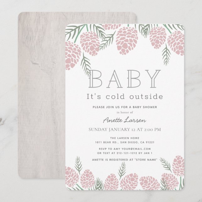 Baby Kallet utanför Rosa Gräs Kone Baby Shower Inbjudningar (Fram/baksida)