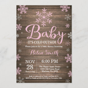 Baby Kallet utanför Rustic Winter Baby Shower Inbjudningar