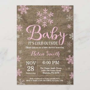 Baby Kallet utanför Rustic Winter Baby Shower Inbjudningar