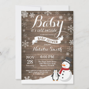 Baby Kallet utanför Rustic Winter Baby Shower Inbjudningar
