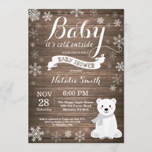 Baby Kallet utanför Rustic Winter Baby Shower Inbjudningar