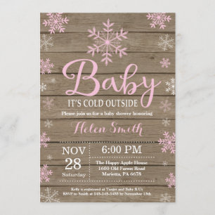 Baby Kallet utanför Rustic Winter Baby Shower Inbjudningar