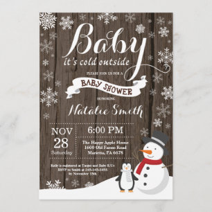 Baby Kallet utanför Rustic Winter Baby Shower Inbjudningar
