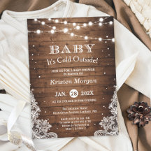 Baby Kallet utanför Rustic Winter Baby Shower