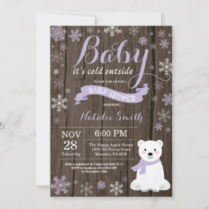 Baby Kallet utanför Rustic Winter Baby Shower Inbjudningar