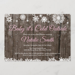 Baby Kallet utanför Rustic Winter Baby Shower Inbjudningar