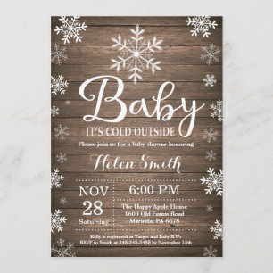 Baby Kallet utanför Rustic Winter Baby Shower Inbjudningar