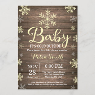 Baby Kallet utanför Rustic Winter Baby Shower Inbjudningar