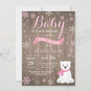 Baby Kallet utanför Rustic Winter Baby Shower Inbjudningar