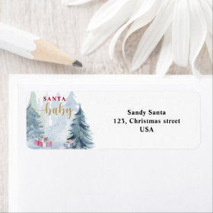 Baby kallet utanför Santa babyduschen Returadress Etikett