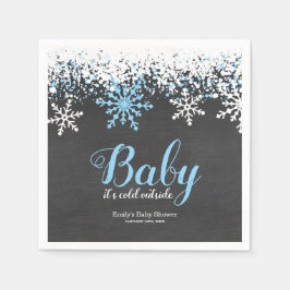 Baby Kallet utanför Snö Winter Boy Shower Pappersservett