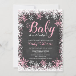 Baby Kallet utanför Snö Winter Girl Baby Shower Inbjudningar