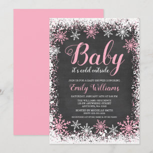 Baby Kallet utanför Snö Winter Girl Baby Shower Inbjudningar