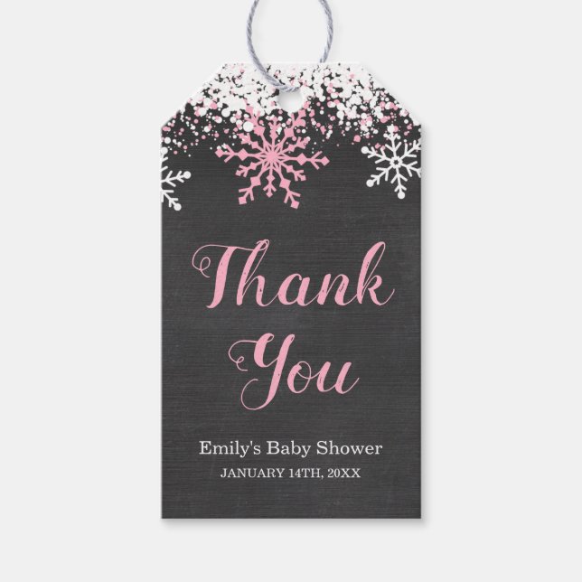 Baby Kallet utanför Snö Winter Girl Baby Shower Presentetikett (Framsidan)
