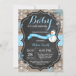 Baby Kallet utanför Snögubbe Boy Baby Shower Inbjudningar