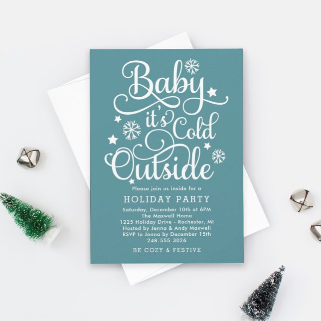 Baby Kallet utanför Teal-Julfesten Inbjudningar (Skapare uppladdad)