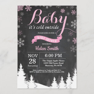 Baby Kallet utanför Vinter Rosa Flickbabyskor Inbjudningar