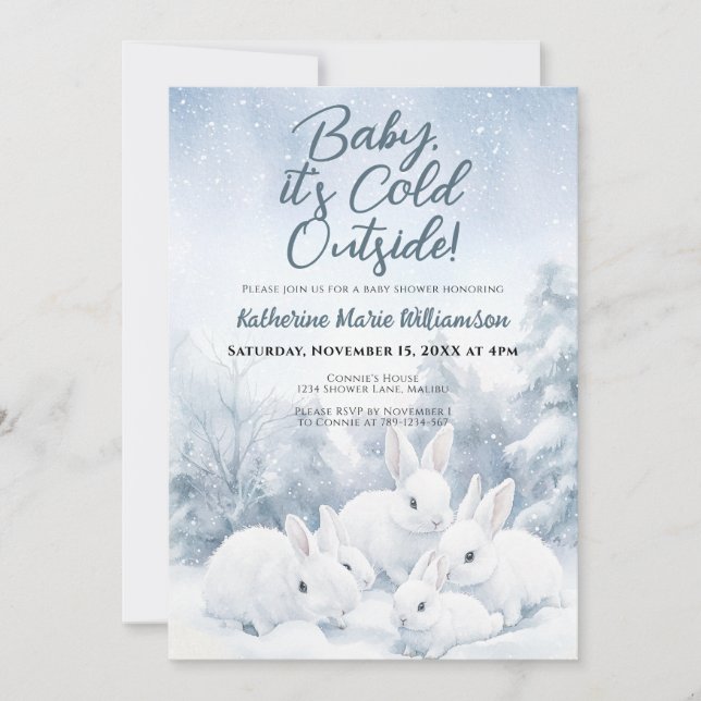 Baby Kallet utanför vinterbunnies babyskor Inbjudningar (Framsida)