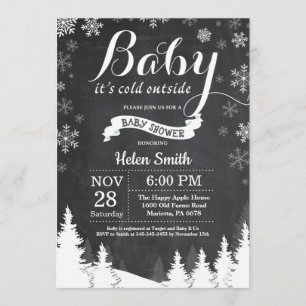 Baby Kallet utanför Vinterskogshuggen Baby Shower Inbjudningar