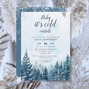Baby Kallet utanför Vinterskogshuggen Baby Shower Inbjudningar