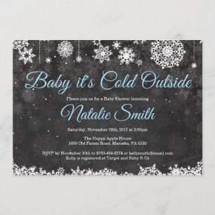 Baby Kallet utanför Winter Blue Boy Shower Inbjudningar