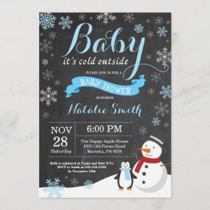 Baby Kallet utanför Winter Boy Shower Inbjudningar