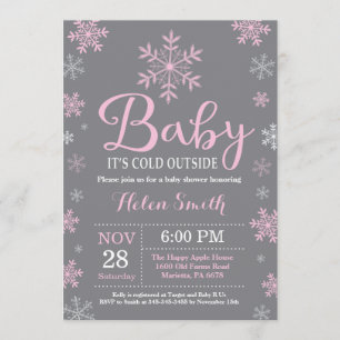 Baby Kallet utanför Winter Girl Baby Shower Inbjudningar