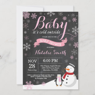 Baby Kallet utanför Winter Girl Baby Shower Inbjudningar
