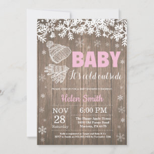 Baby Kallet utanför Winter Girl Baby Shower Inbjudningar