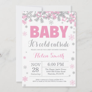 Baby Kallet utanför Winter Girl Baby Shower Inbjudningar