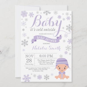 Baby Kallet utanför Winter Girl Baby Shower Inbjudningar