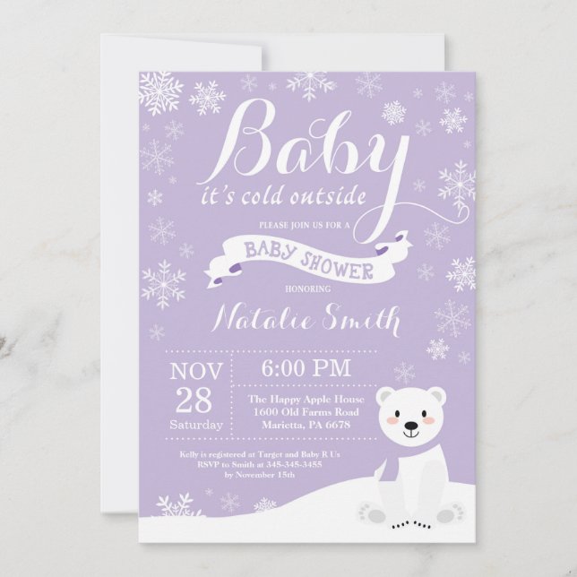 Baby Kallet utanför Winter Girl Baby Shower Inbjudningar (Framsida)