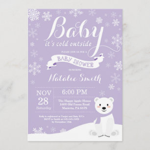 Baby Kallet utanför Winter Girl Baby Shower Inbjudningar