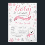 Baby Kallet utanför Winter Girl Baby Shower Rosa Inbjudningar<br><div class="desc">Baby Kallet utanför Winter Girl Baby Shower-inbjudan. Bjud in för barn. Winter Helgdag Baby Shower Inbjudan. Rosa och Grått Snöflingor. Polar Bear and White Background. Om du vill göra ytterligare anpassningar klickar du på knappen "Anpassa" och användor verktyg som är utformat för att ändra mallen.</div>