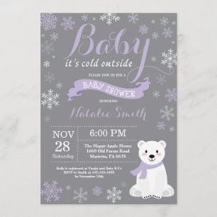 Baby Kallet utanför Winter Girl Baby Shower Rosa Inbjudningar